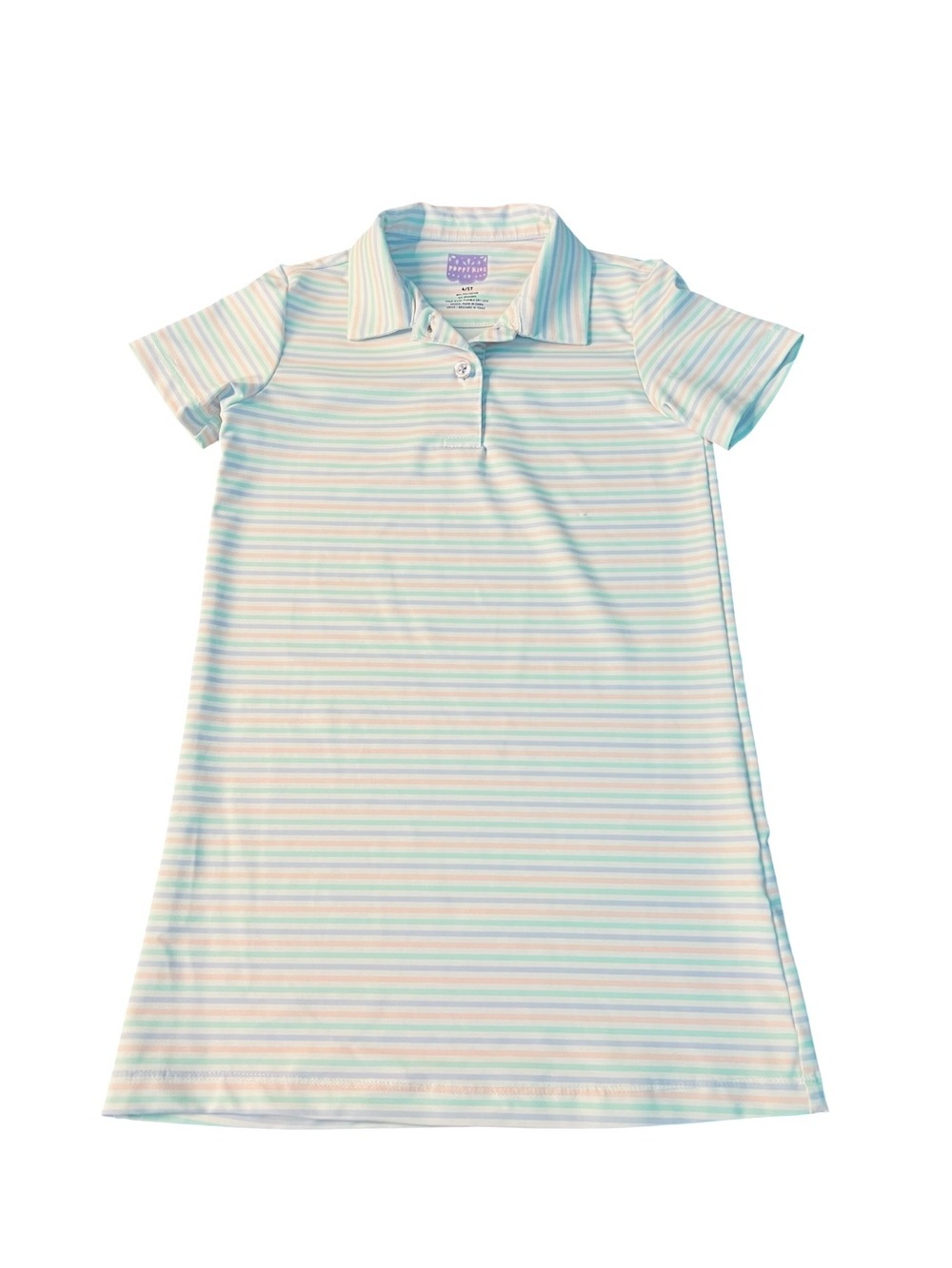 Poppy Kids Co. Girls' Striped Polo Dress - Pastel Multi Color Athletic